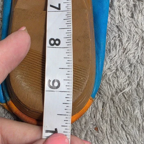 VINTAGE Arteffects Leather Ballet Flats Pink Blue Colorful 70s Shoes 7.5 - Picture 9 of 11